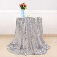 Haute qualité luxe fête de mariage Banquet nappe couverture superposition Payette grande nappe ronde à paillettes argentées