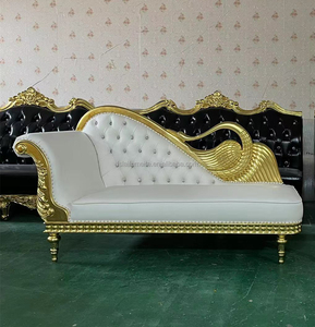 Outdoor Goud Gestoffeerde Klassieke Chaise Lounge Loveseat Comfortabele Koninklijke Troonbank Fauteuils Lederen Koningin Troonbank - Product Image 6