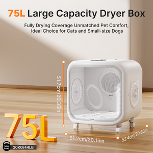 Séchoir automatique pour animaux de compagnie de 75 L pour chats et petits chiens, séchage ultra-silencieux mains libres avec température intelligente et sécurisée - Product Image 2