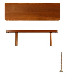 Two-tier wooden <b>wall</b>-<b>mounted</b> <b>shelf</b> for kitchen spice jars and solid wood bathroom cosmetic organizer. - Product Image 3