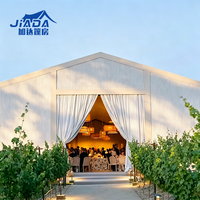 Tonnelle de mariage modulaire triangulaire Jiada en alliage d'aluminium et PVC, transparente, imperméable, résistante à la neige, toutes saisons, 5x5m