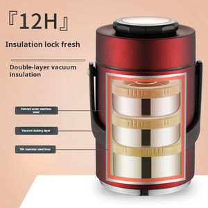 Conteneur alimentaire isolé en acier inoxydable empilable à 3 couches <span class=keywords><strong>Thermos</strong></span> de 67oz Boîte à lunch scellée réutilisable et étanche - Product Image 4