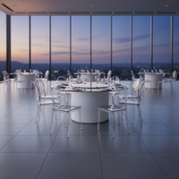 Ensembles de tables à manger en verre lumineux pour 8 chaises, table rectangulaire polyvalente à LED pour la restauration