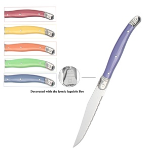 Moda manico multicolore francese <span class=keywords><strong>Laguiole</strong></span> decorare posate ape bistecca coltello <span class=keywords><strong>Laguiole</strong></span> Set di coltelli da bistecca colorati in acciaio inossidabile - Product Image 2