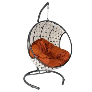 Meubles d'extérieur modernes pour hôtel, meubles d'intérieur en bois, balançoire de jardin en macramé épais, balançoire suspendue pour adultes, balançoire œuf en métal, support - Product Image 3