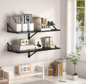 Juego de 2 Estantes Flotantes Negros para Libros, Estante Flotante para Libros de Madera para Montar en la Pared con Soporte de Metal - Product Image 5