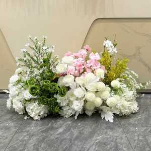 Arreglo de Flores Artificiales Mixtas Hechas a Mano, Rosas Moradas y Rosas Rosadas, Lirios, Delphinium, Centro de Mesa Romántico para Decoración de Bodas - Product Image 6
