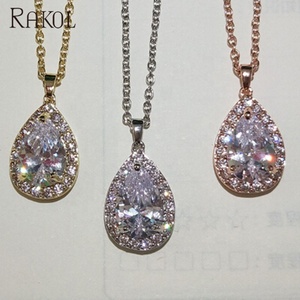 RAKOL NP3002 AAA Cubic Zirconia Gold Plated Brass Simple <b>Long</b> <b>Chain</b> Jewelry <b>Necklace</b> - Product Image 5
