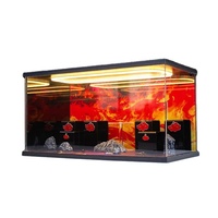 Vitrine d'exposition empilable en acrylique avec éclairage LED, boîte de rangement latérale pour figurines et objets de collection