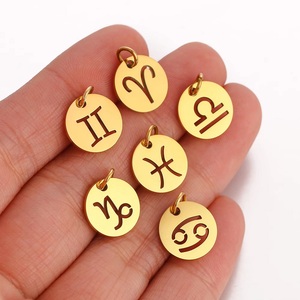 12 colgantes de acero inoxidable del horóscopo ahuecados Sagitario Piscis Libra Gemini constelaciones encantos accesorios de joyería para mujer - Product Image 3
