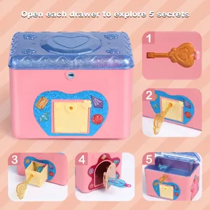 Boîte à bijoux en plastique de grande capacité <span class=keywords><strong>coffre</strong></span> au trésor de dessin animé pour enfants boîte à musique de <span class=keywords><strong>princesse</strong></span> mallette de rangement pour jouets cadeau fille câline - Product Image 5