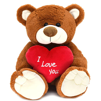 Poupée animaux en peluche personnalisée, ours brun, jouet en peluche, câlin, cœur, vente directe d'usine