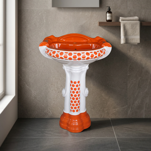 Vente en gros : Grand lavabo rectangulaire moderne en céramique avec piédestal complet, ensemble de lavabo de salle de bain émaillé - Product Image 2