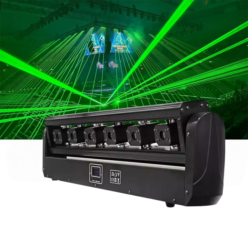 RGB Laser Bar Beam Projector 6 Heads Stage Effect Lighting for Disco Music Dance Party DMX DJ Disco Moving Head Light 6X500mw