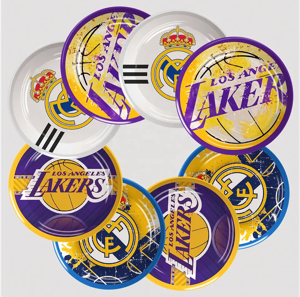 Disposable Paper Tableware Festival Dinnerware Basketball Paper Plates Table Decorations