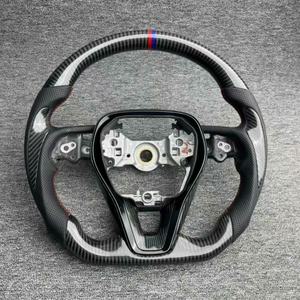 Volant en fibre de carbone avec affichage LED, style sport, 4 branches, cuir perforé blanc, pour Camry/<span class=keywords><strong>Venza</strong></span>/Harrier - Product Image 2