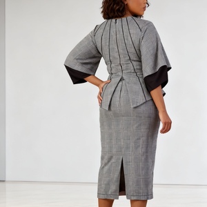 Women's Long-Sleeve Positioned Print <b>Patchwork</b> Sleeve <b>Top</b> and Long Skirt 2-Piece Set Fashion - Product Image 3