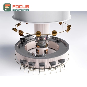 Étagère de présentation créative pour produits café, finition placage chêne, étagère à condiments, présentoir de café pour vitrine - Product Image 3