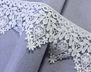 Ucuz gelin dantel Trim elastik Chantilly fransız gipür işlemeli beyaz Polyester elbise için pamuk nakış dantel Trim - Product Image 4