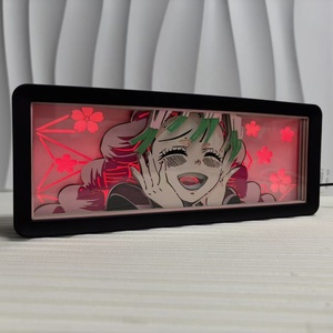 Figurine Anime Mitsuri Kanroji 26CM <span class=keywords><strong>Kimetsu</strong></span> <span class=keywords><strong>No</strong></span> <span class=keywords><strong>Yaiba</strong></span>, Fille Sexy, Boîte Lumineuse ABS avec Cadre LED RGB 16 Couleurs, Artisanat - Product Image 1