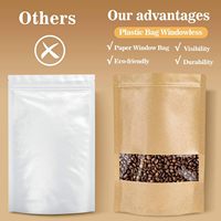 Pochette debout en plastique marron personnalisée à fermeture éclair étanche à l'humidité de qualité alimentaire avec fenêtre claire