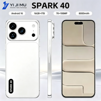 TECON 16G+1TB Android 16 2026 Dernier modèle SPARK 40 7.3 Pouces Meilleur Prix Téléphone Portable Gaming Caméra Arrière 108MP Haute Qualité ODM/OEM