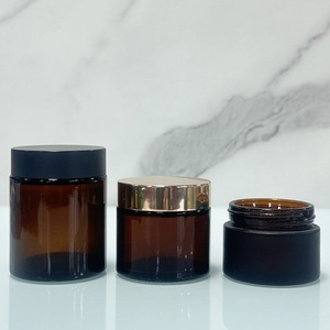Amber Glass <b>Jar</b> 60g 100g 200g <b>Empty</b> Cosmetic Containers Cream <b>Jar</b> Packaging Glass Bottles with Plastic Cap - Product Image 2