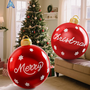 Boule de Noël géante en vinyle PVC gonflable à LED, décoration de jardin, de cour, de porte, de pièce, de toit - Product Image 2