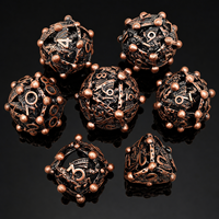 Ensemble de dés de jeu de rôle (DND) en cuivre antique, motif dragon, creux, en métal, faits à la main, écologiques, polyédriques, 7 pièces, kit cadeau RPG