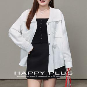 ชุดเสื้อเชิ้ตสีขาวกระโปรงสีดำสำหรับผู้หญิงไซส์ใหญ่ รุ่น Runqi ผ้าอ๊อกซ์ฟอร์ด สีพื้น มีกระเป๋าและป้าย - Product Image 2