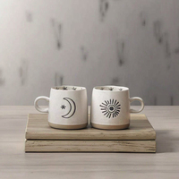 Mug à café en céramique écologique, tasse à thé en porcelaine peinte à la main, beige mat, 301-400 ml, passe au lave-vaisselle et au micro-ondes, style européen