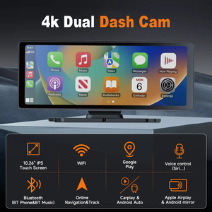 Hot 10.26 Inch Xách Tay Carplay Màn Hình Với 360 ° Xoay Máy Ảnh Apple Carplay <span class=keywords><strong>Android</strong></span> Tự Động Wifi Bt 4K Dash Cam Phía Trước + Phía Sau 1080P - Product Image 5
