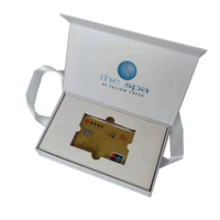 Emballage de carte de crédit VIP personnalisé, élégance blanche, avec matériaux recyclés, gaufrage, ruban, aimant, NFC, boîte cadeau
