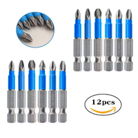 Jeu d'embouts de tournevis électriques en acier S2 antidérapant de 12 pièces avec embout croisé polyvalent avec utilisation de réparation de la tête de vis Ph1 Ph2 Ph3 Pz1 Pz2 Pz3