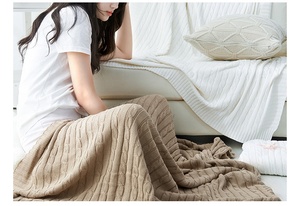 Manta de Lujo de Estilo Nórdico, Tejida con Hilo de Algodón Trenzado, para Sofá, Oficina, Siesta, Cama, Color Sólido - Product Image 6