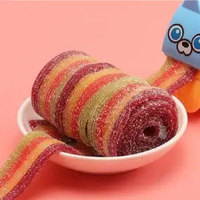 Sifflet de bonbon en forme de ceinture arc-en-ciel, bonbons acidulés, ruban de bonbons gélifiés, vente en gros
