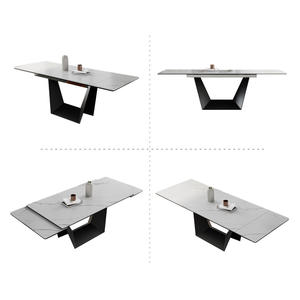 Ensemble table à manger extensible de luxe 6 places pierre sinered table à manger ensemble 6 chaises Chine meubles béton - Product Image 4
