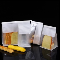 Sachet Doypack personnalisé à fond carré en papier de soie, résistant à l'humidité, pour l'emballage du pain et des sandwichs, avec fenêtre