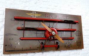 Cuadro de placa de hierro tridimensional del Baron rojo de la <span class=keywords><strong>Primera</strong></span> Guerra Mundial, decoración de pared americana, bar, café Internet, pintura de decoración - Product Image 3