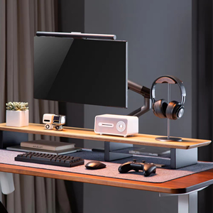 Wooden Controller Stand Vertical <strong>Laptop</strong> Desk <strong>Shelf</strong> with Monitor Stand for School Use - Product Image 6
