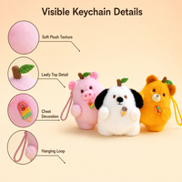Mini Pluche Pluche Fruit Dieren Sleutelhanger Speelgoed Mollig Varken Hond Kat Knuffeldier Speelgoed Zachte Pluche Pop Pluizige Sleutelhangers Cadeau