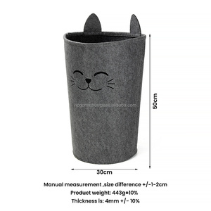 Felt <b>Laundry</b> Hamper Stackable <b>Storage</b> Kitten Custom Felt <b>Storage</b> Basket for Kids Bedroom - Product Image 3