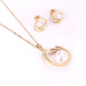 <b>Pearl</b> Creative Fashion Women Gold Plated Jewelry <b>Set</b> Manufacturer Stainless Steel Jewelry <b>Sets</b> - Product Image 1