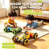 HOSHI 1611 Voiture télécommandée 2,4 GHz à l'échelle 1:24 avec 2 batteries, rotation à 360°, télécommande, chargeur, jouet RC, contrôle par montre, capteur de gravité
