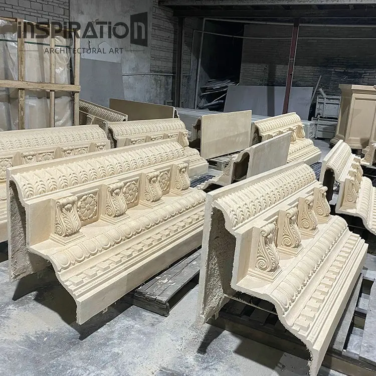 15 tahun GRC pabrik desain kustom komposit Batu mahkota cetakan dekorasi eksterior cornice molding