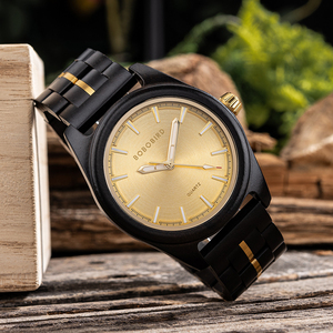 Fait à la main OEM tout en bois boîtier de montre classique conception de logo personnalisé pour montres en bois à quartz 44mm cadran 22mm accessoire de mode en gros - Product Image 3