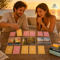 Jeu de cartes mémoire de voyage personnalisé 350 g/m² - Mélange de 50 villes - Jeu de société souvenir avec livret 6 langues et boîte cadeau rigide pour la vente au détail