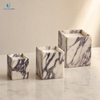 Décoration d'appoint de table en marbre de luxe Luca, ornement moderne en cube de pierre naturelle Calacatta Viola pour la maison et le salon