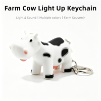 Porte-clés d'animaux en plastique, LED, 1 pièce, bijoux en forme de vache Moo, son, offre spéciale