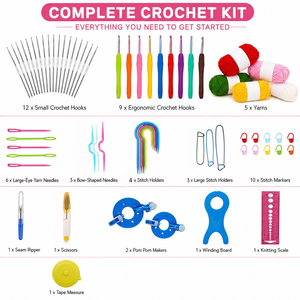 Kit de Crochet Populaire 130 Pièces, Ensemble de Tricot Manuel et de Couture, Laine Coton Lait 12 Couleurs pour Tissage - Product Image 4